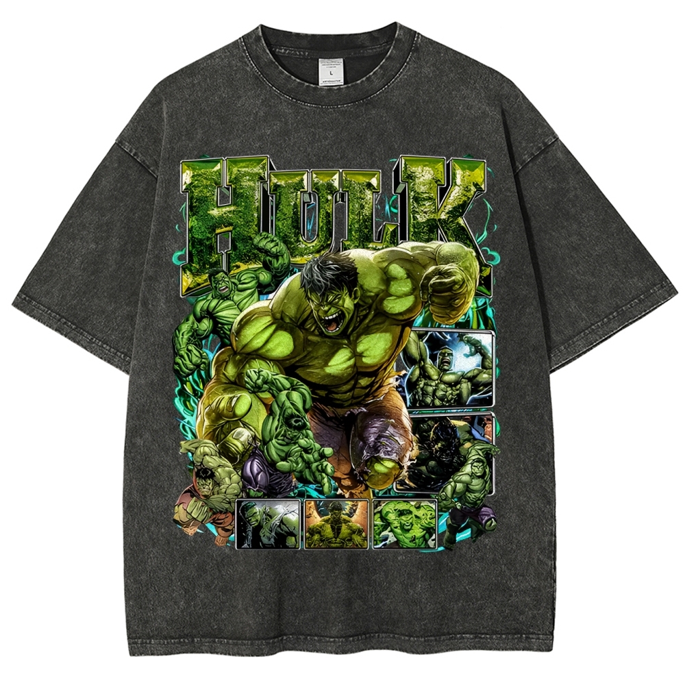 Unisex-Adult Ultra Cotton Washed T-Shirt Graphic Hulk