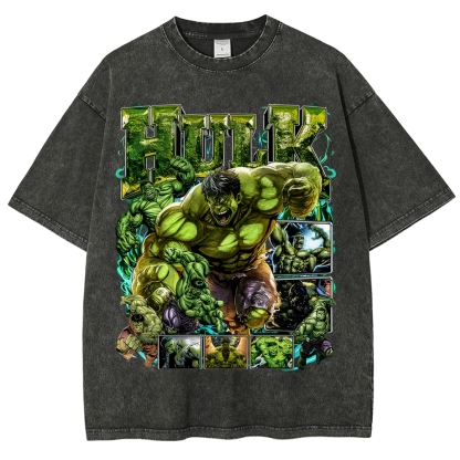 Unisex-Adult Ultra Cotton Washed T-Shirt Graphic Hulk