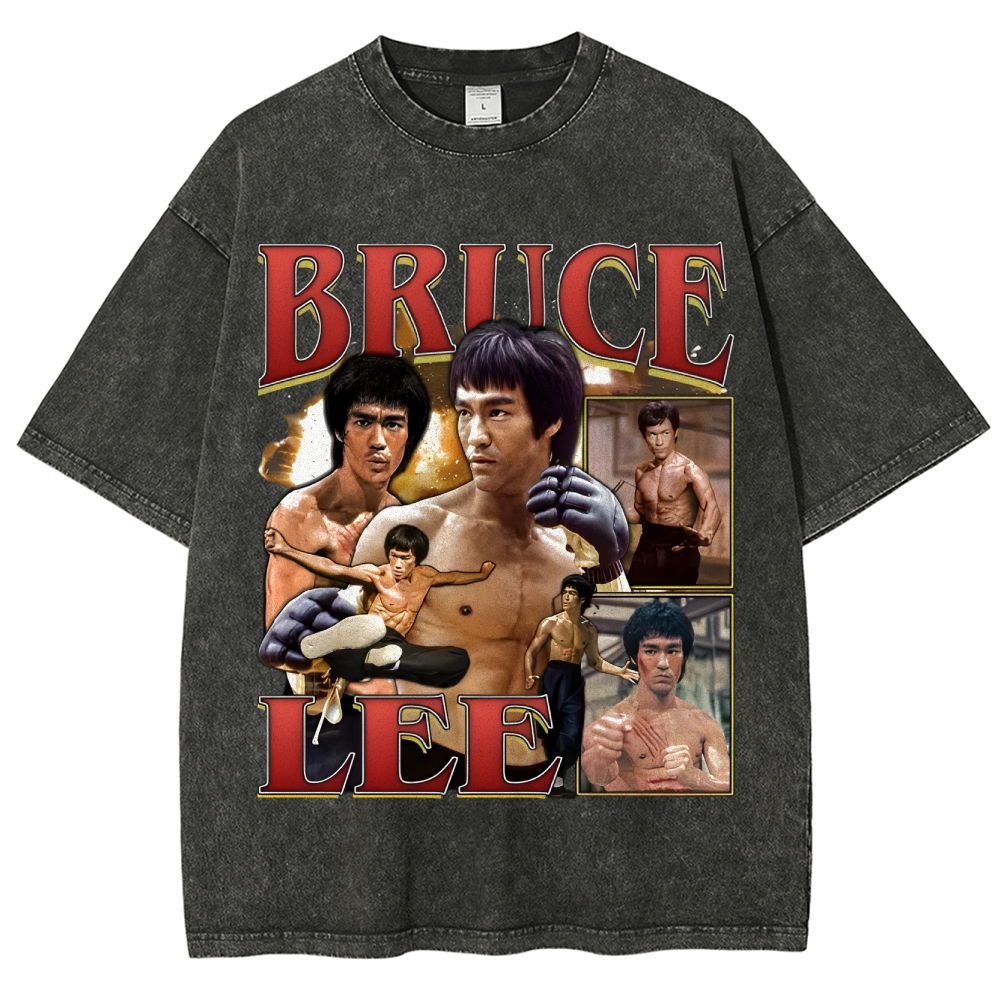 Unisex-Adult Ultra Cotton Washed T-Shirt Graphic Bruce Lee