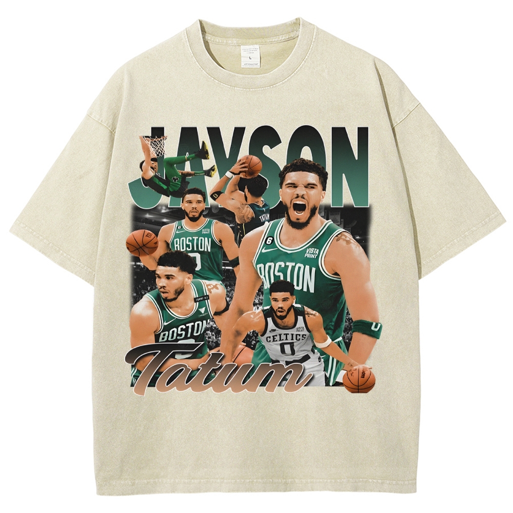 Unisex Fit Washed T-Shirt Graphic Jayson Tatum TEE