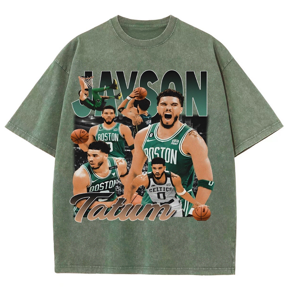 Unisex Fit Washed T-Shirt Graphic Jayson Tatum TEE