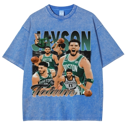 Unisex Fit Washed T-Shirt Graphic Jayson Tatum TEE