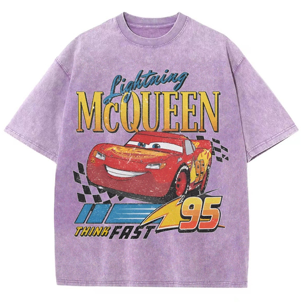 Unisex Fit Washed T-Shirt LIGHTNING MCQUEEN VINTAGE TEE