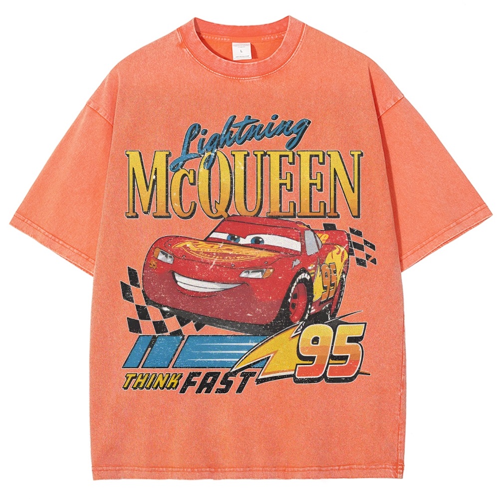 Unisex Fit Washed T-Shirt LIGHTNING MCQUEEN VINTAGE TEE