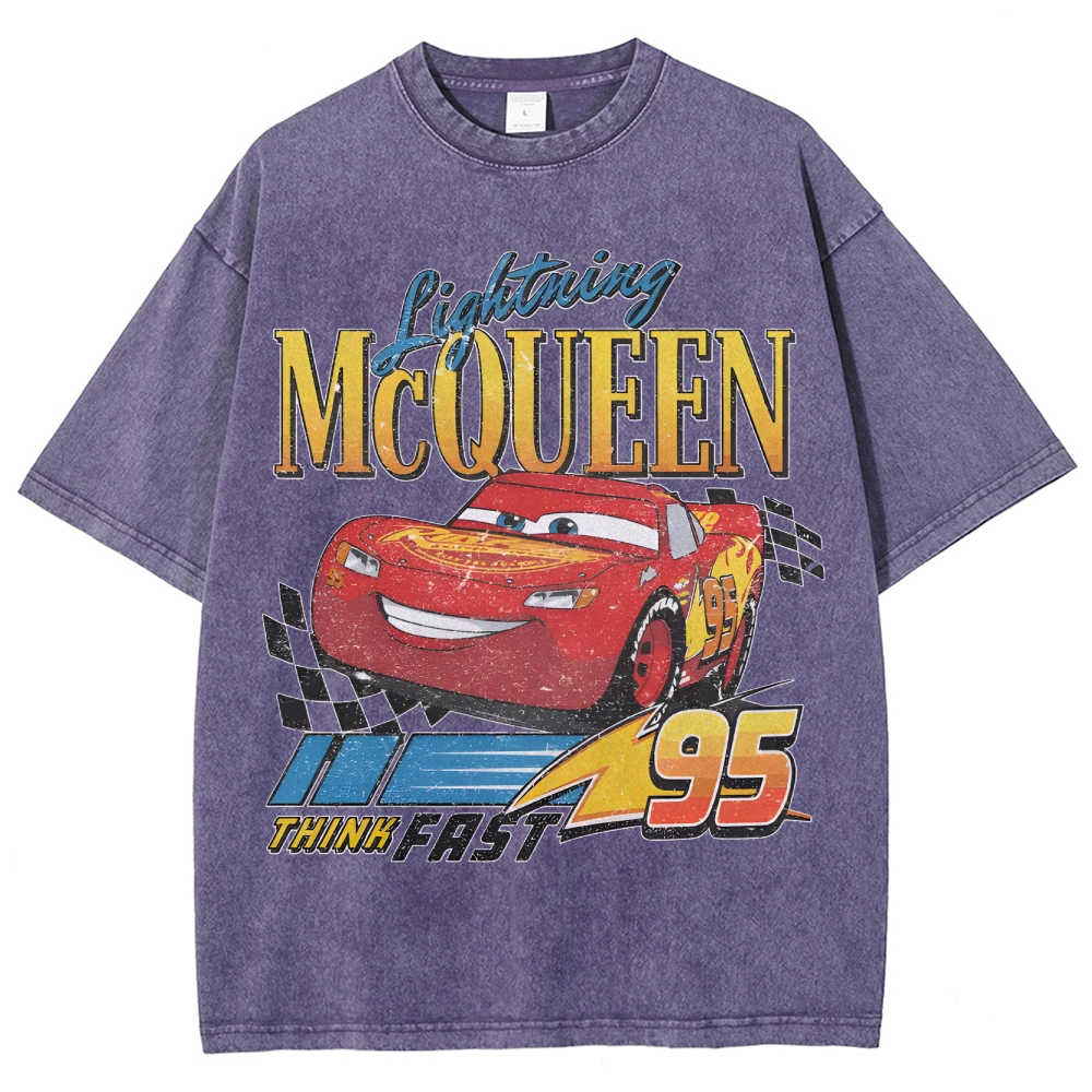 Unisex Fit Washed T-Shirt LIGHTNING MCQUEEN VINTAGE TEE