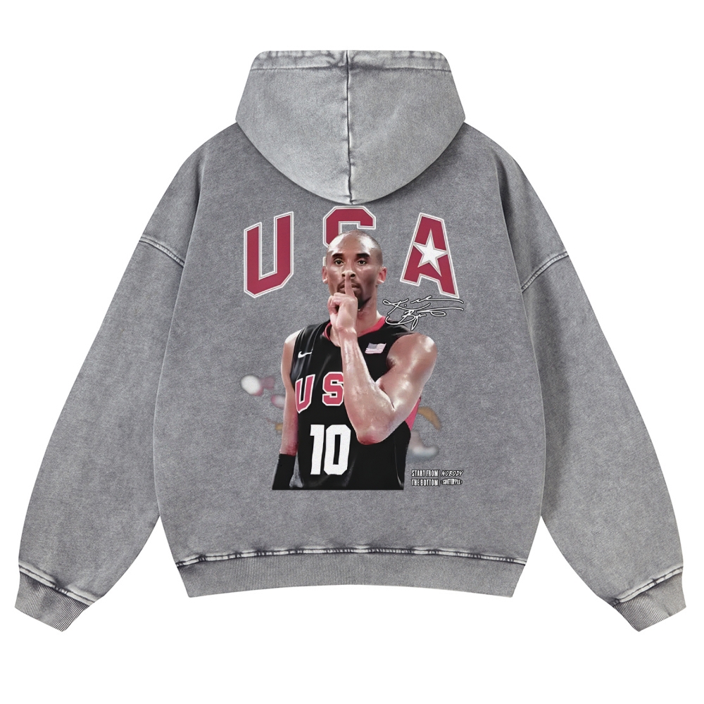 USA 10 KOBE Casual Washed Hoodie