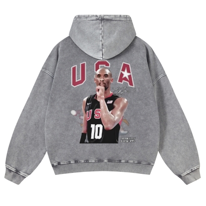 USA 10 KOBE Casual Washed Hoodie
