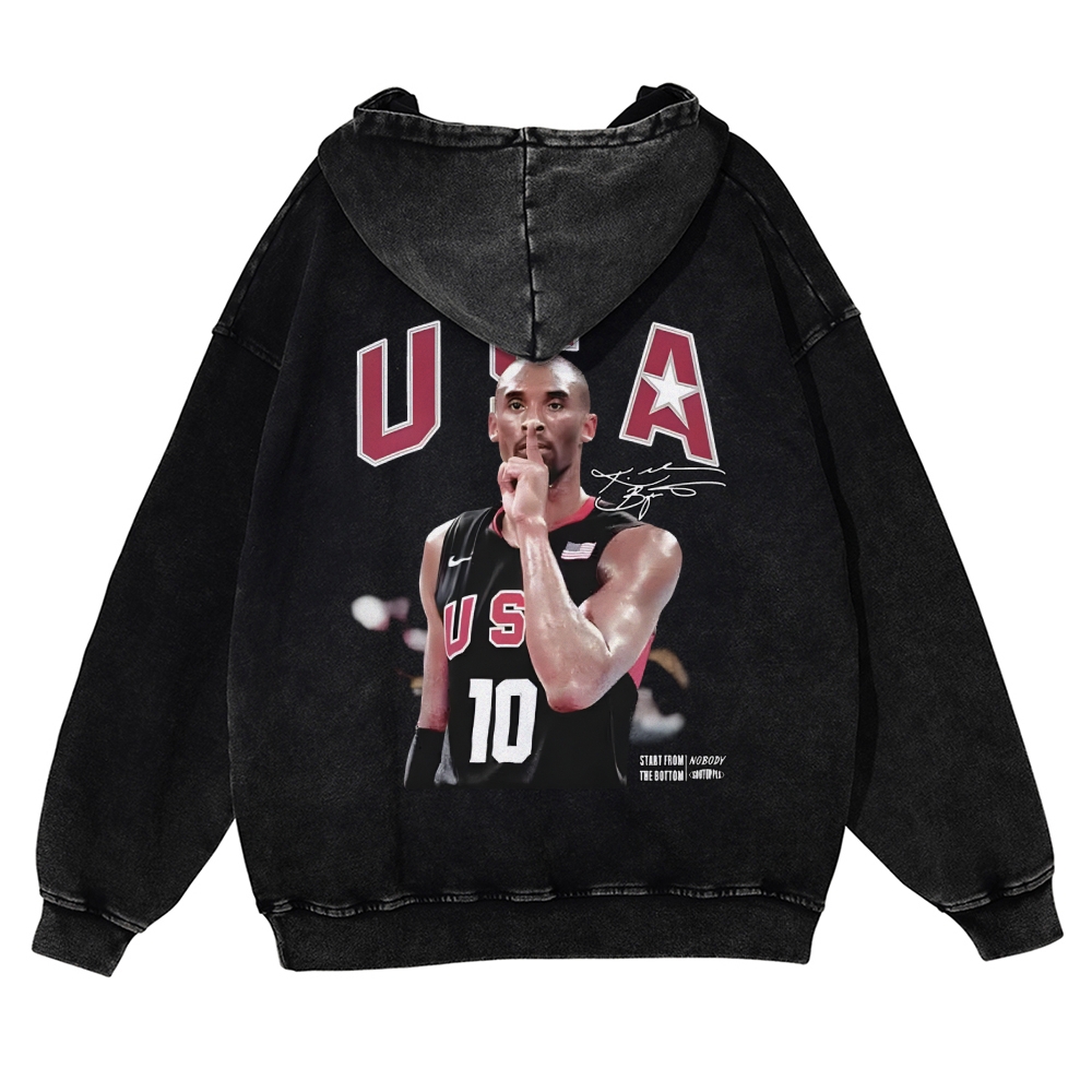 USA 10 KOBE Casual Washed Hoodie