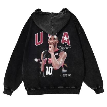 USA 10 KOBE Casual Washed Hoodie