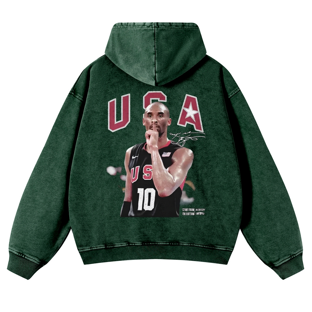 USA 10 KOBE Casual Washed Hoodie
