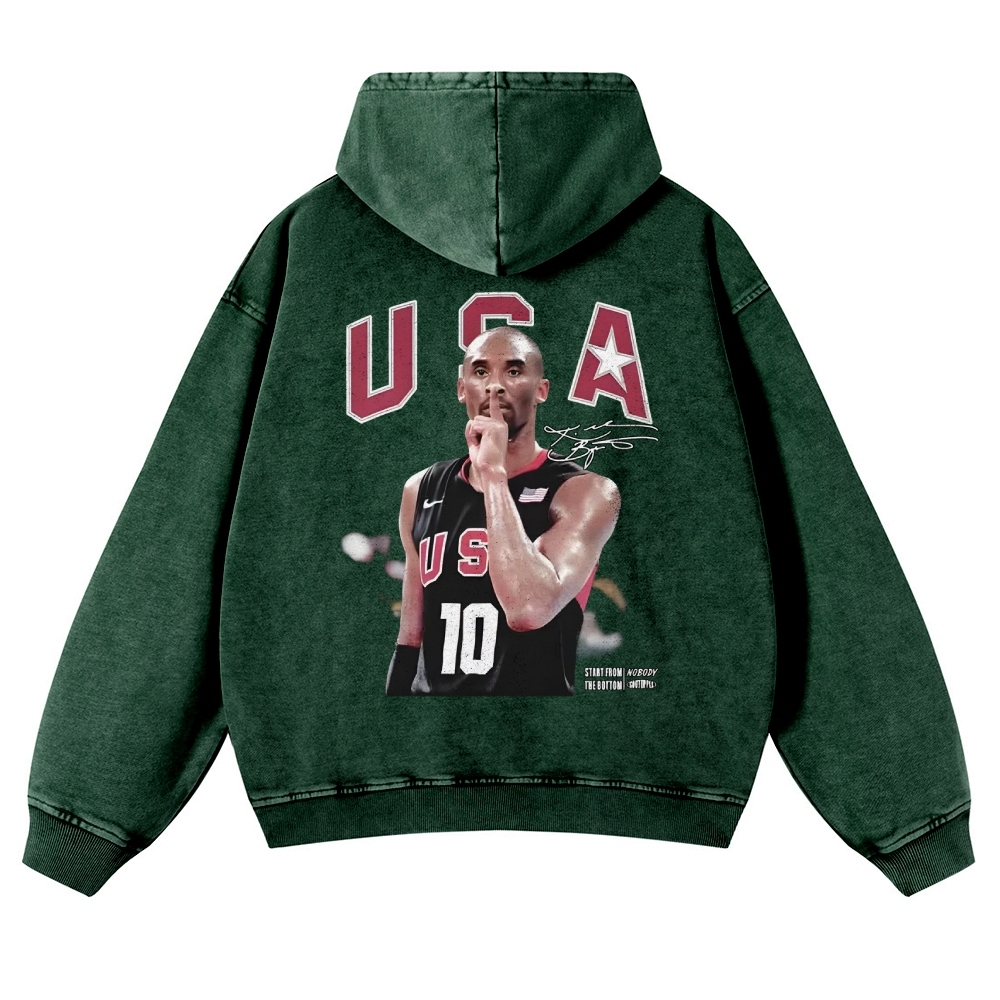 USA 10 KOBE Casual Washed Hoodie