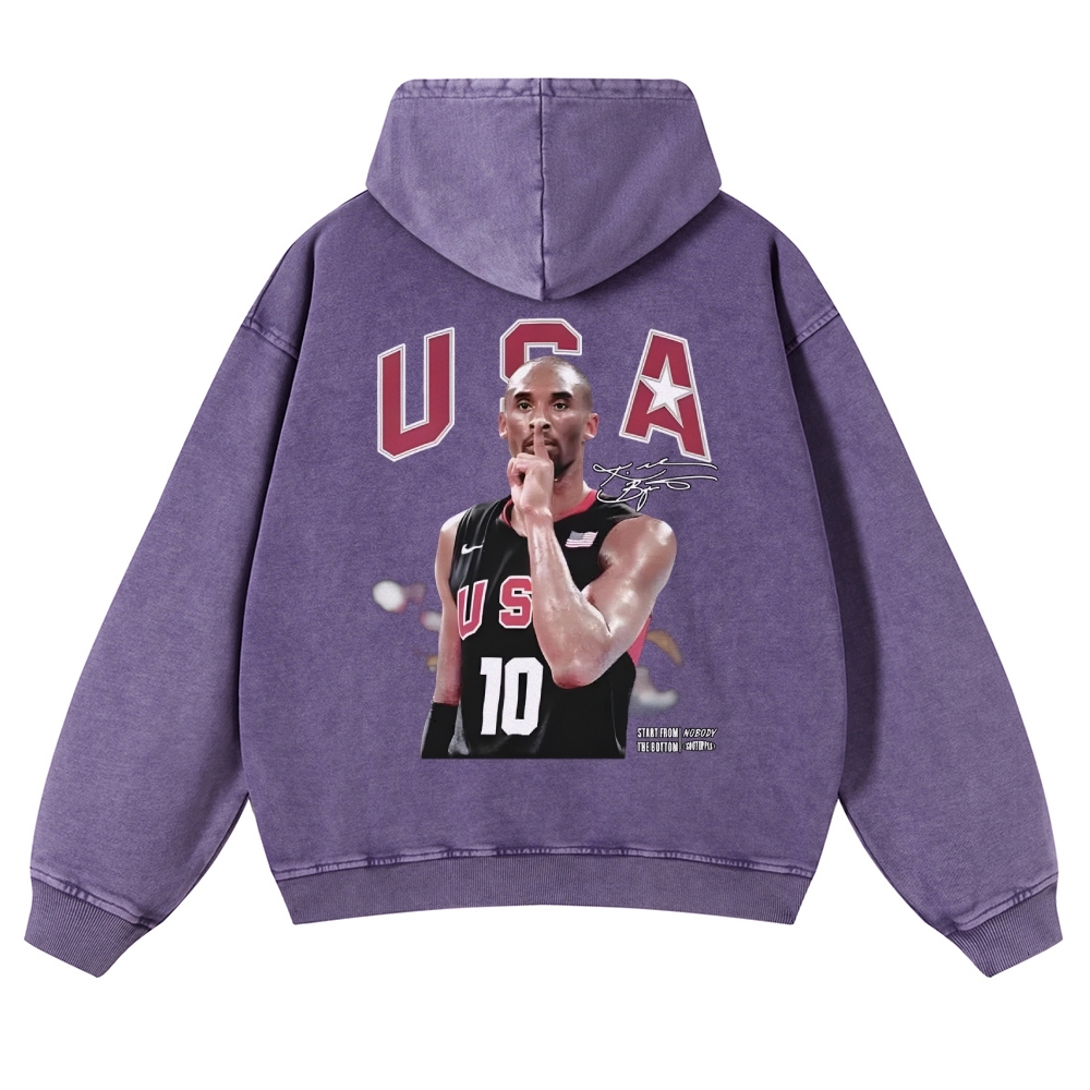 USA 10 KOBE Casual Washed Hoodie