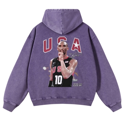 USA 10 KOBE Casual Washed Hoodie