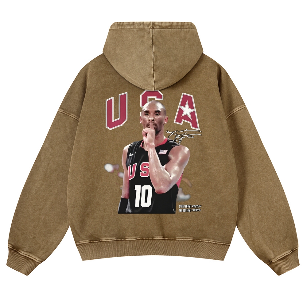 USA 10 KOBE Casual Washed Hoodie