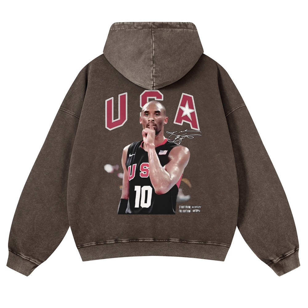 USA 10 KOBE Casual Washed Hoodie