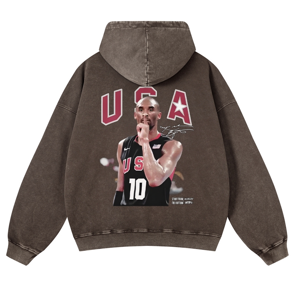 USA 10 KOBE Casual Washed Hoodie