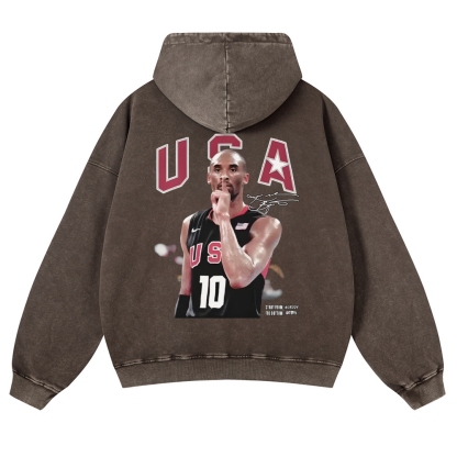 USA 10 KOBE Casual Washed Hoodie