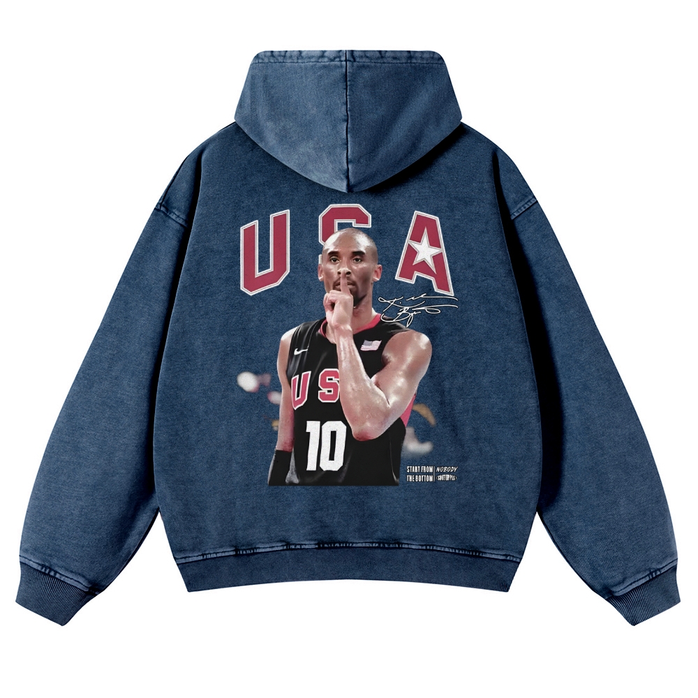 USA 10 KOBE Casual Washed Hoodie