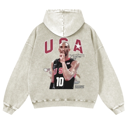 USA 10 KOBE Casual Washed Hoodie