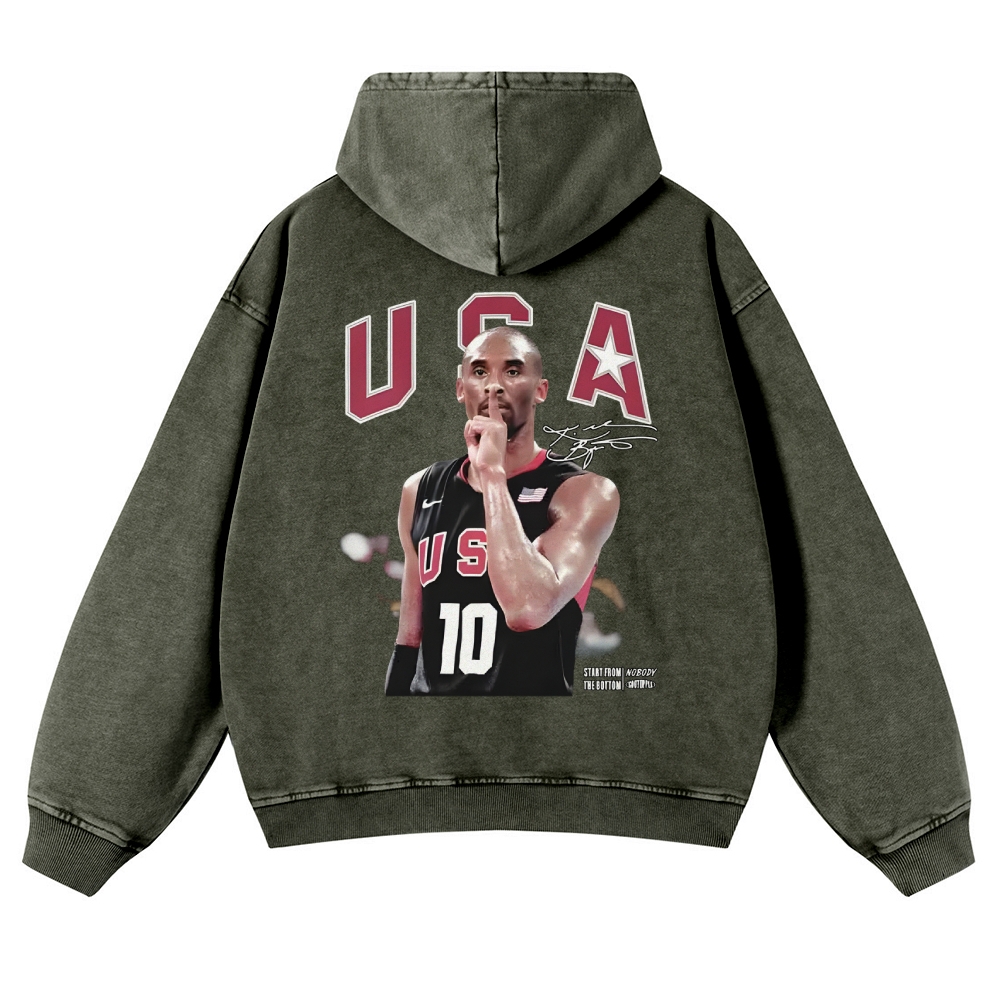 USA 10 KOBE Casual Washed Hoodie