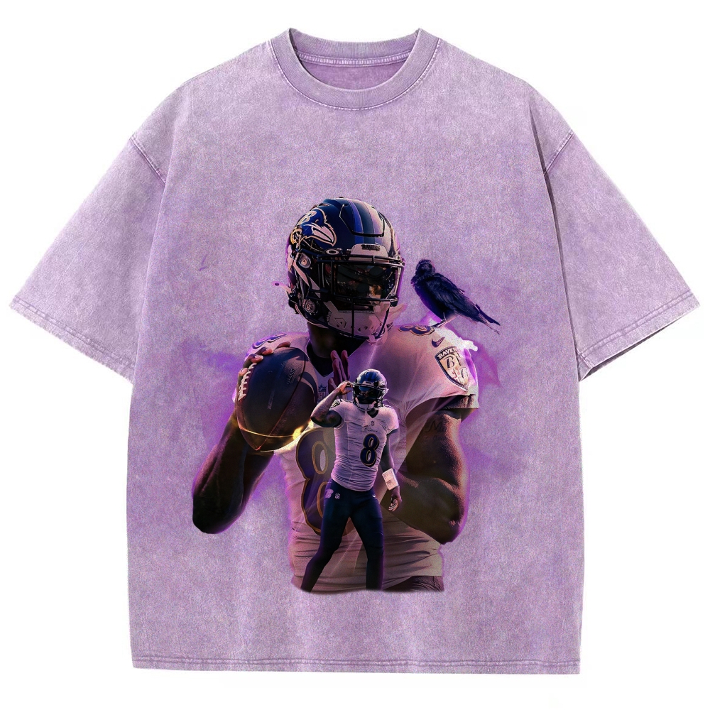Unisex Fit Washed T-Shirt Baltimore Ravens Lamar Jackson