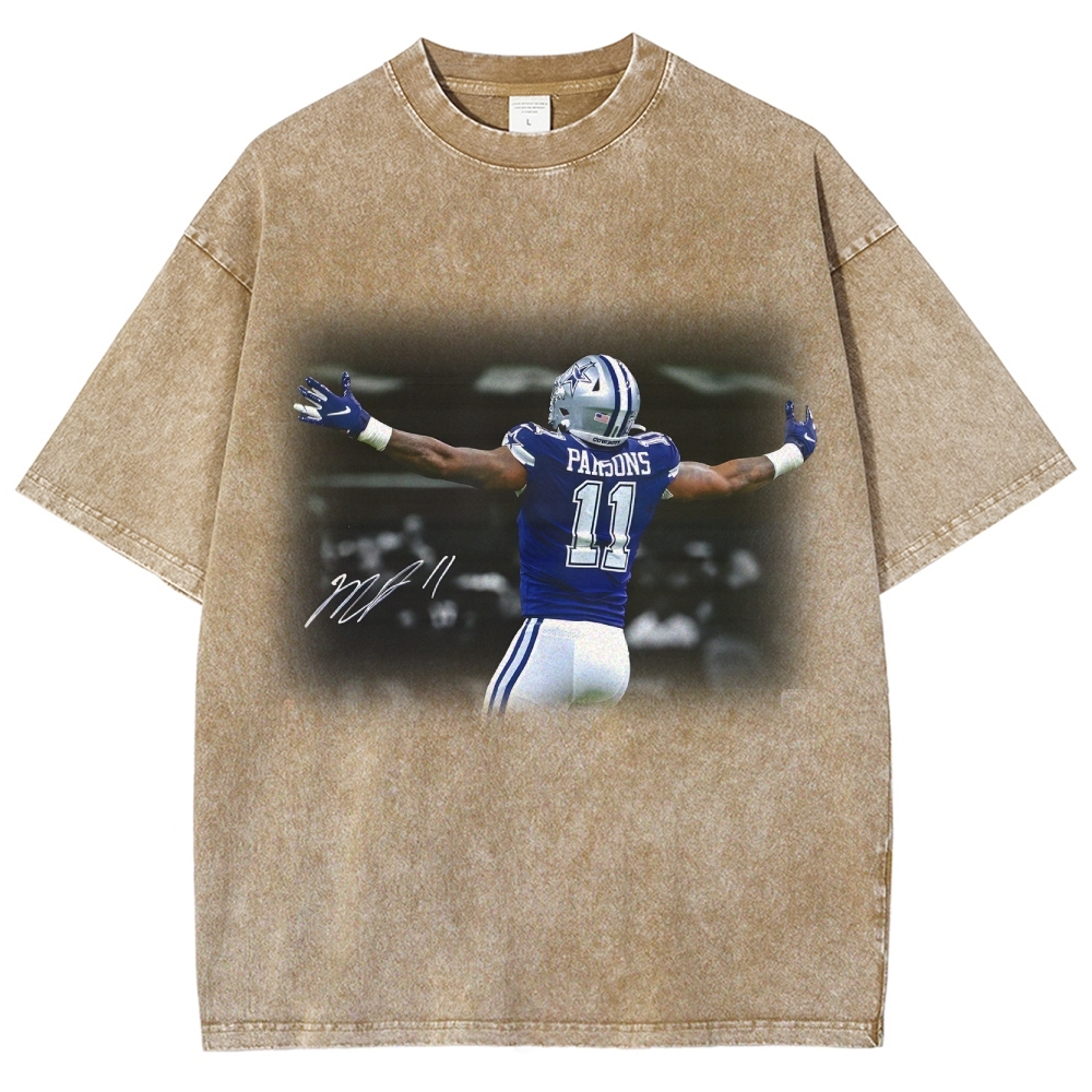 Unisex Fit Washed T-Shirt-Micah Parsons Dallas Cowboys