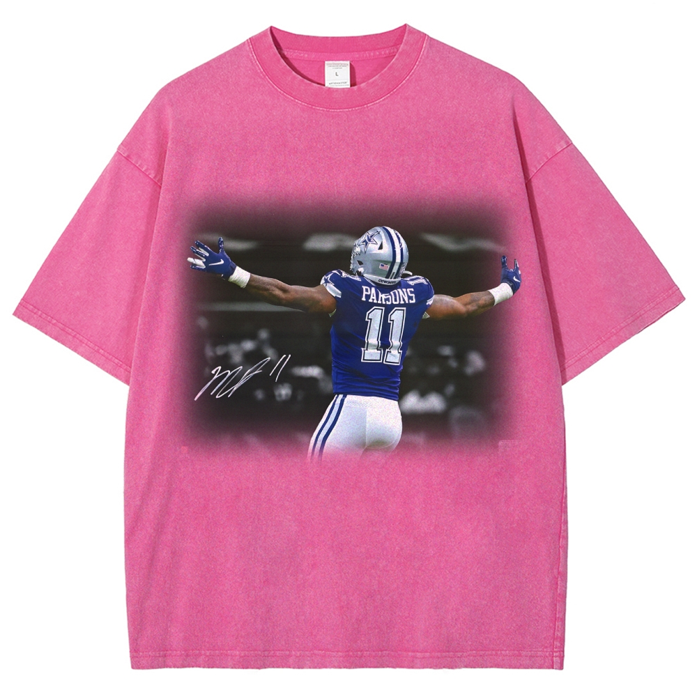 Unisex Fit Washed T-Shirt-Micah Parsons Dallas Cowboys