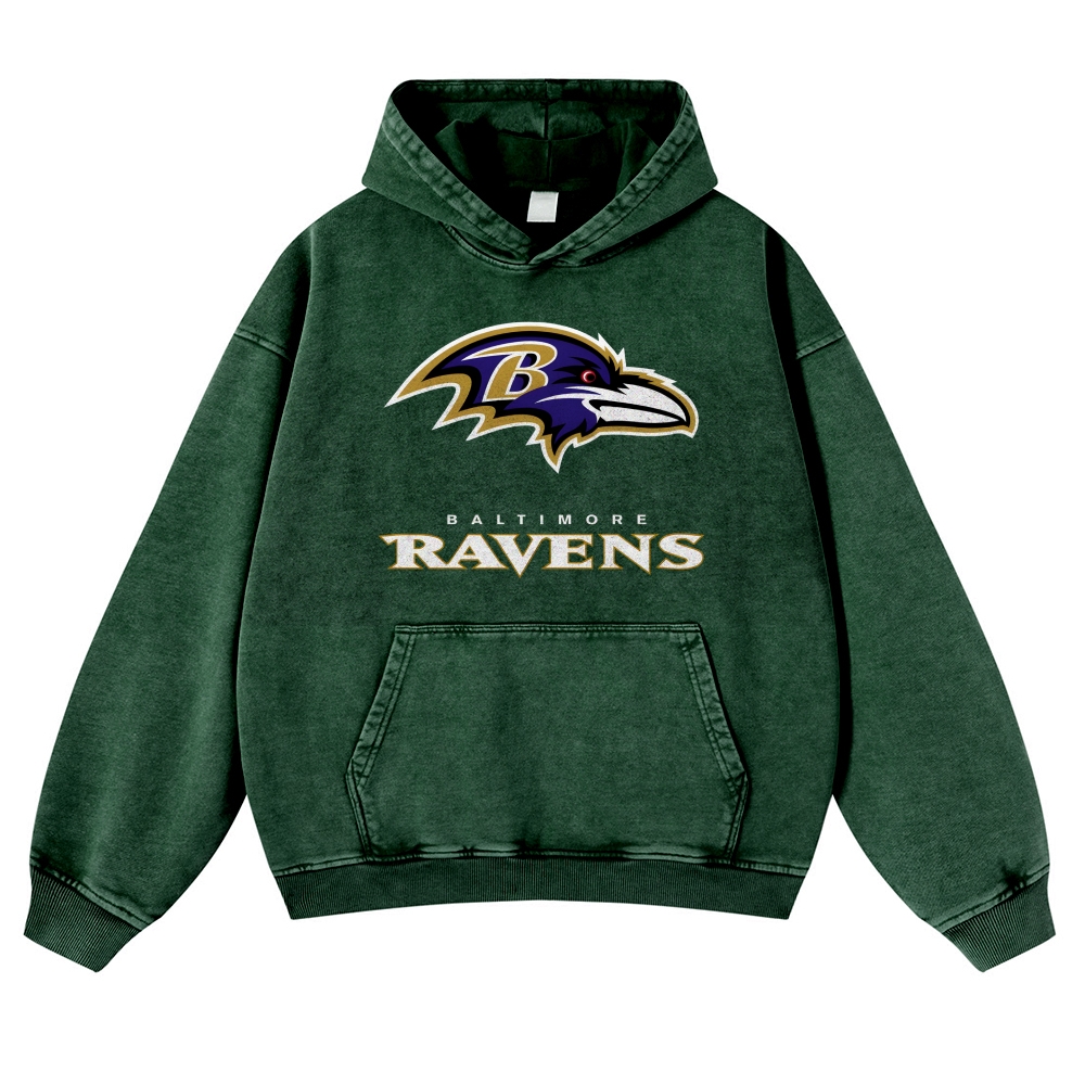 Casual Washed Hoodie|RAVENS Lamar Jackson