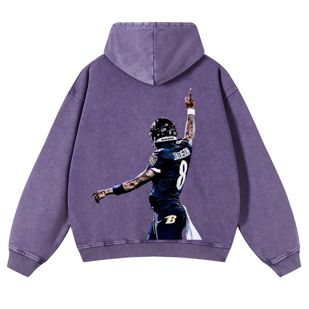 Casual Washed Hoodie|RAVENS Lamar Jackson