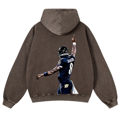 Casual Washed Hoodie|RAVENS Lamar Jackson