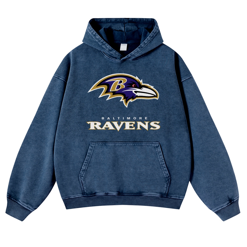 Casual Washed Hoodie|RAVENS Lamar Jackson