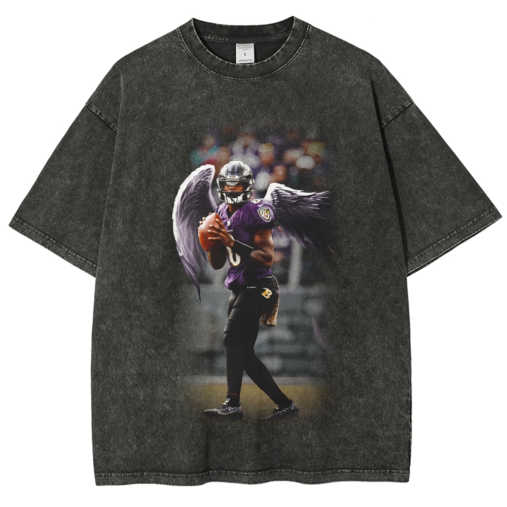 Unisex Fit Washed T-Shirt|RAVENS Lamar Jackson