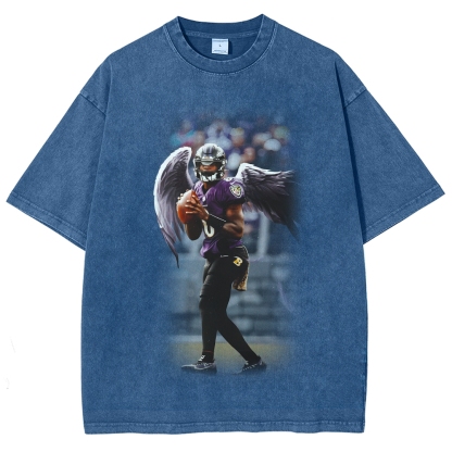 Unisex Fit Washed T-Shirt|RAVENS Lamar Jackson