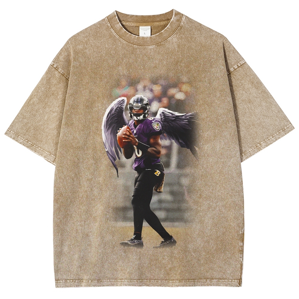 Unisex Fit Washed T-Shirt|RAVENS Lamar Jackson