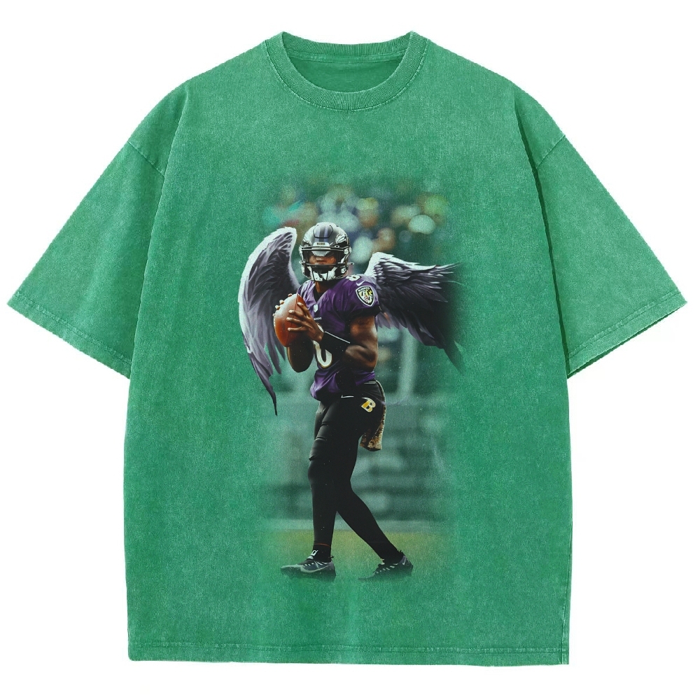Unisex Fit Washed T-Shirt|RAVENS Lamar Jackson