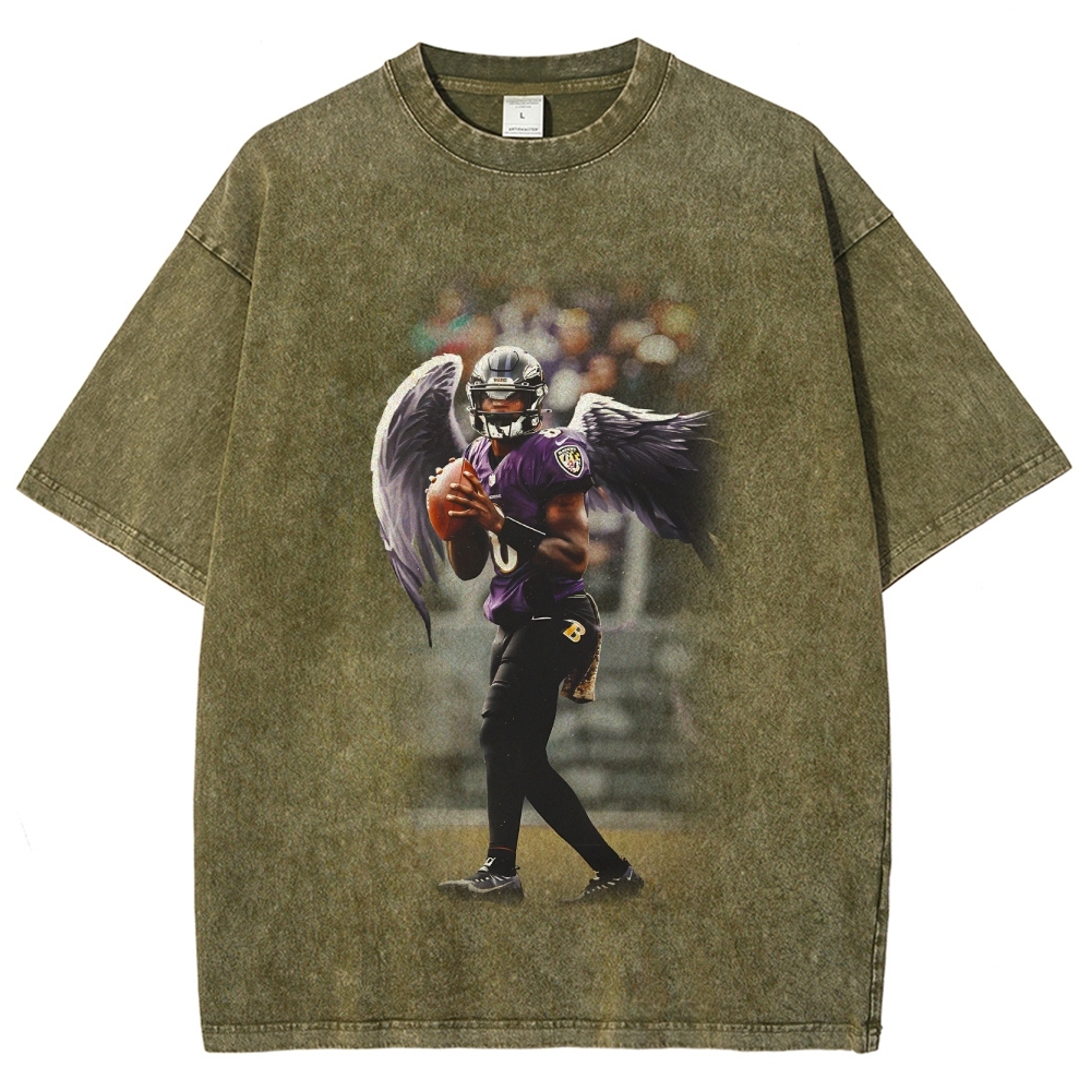 Unisex Fit Washed T-Shirt|RAVENS Lamar Jackson