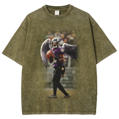 Unisex Fit Washed T-Shirt|RAVENS Lamar Jackson