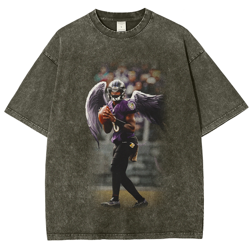 Unisex Fit Washed T-Shirt|RAVENS Lamar Jackson