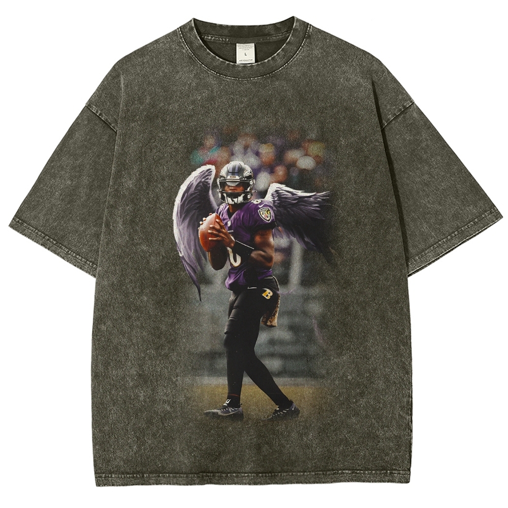Unisex Fit Washed T-Shirt|RAVENS Lamar Jackson