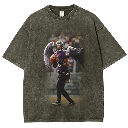 Unisex Fit Washed T-Shirt|RAVENS Lamar Jackson