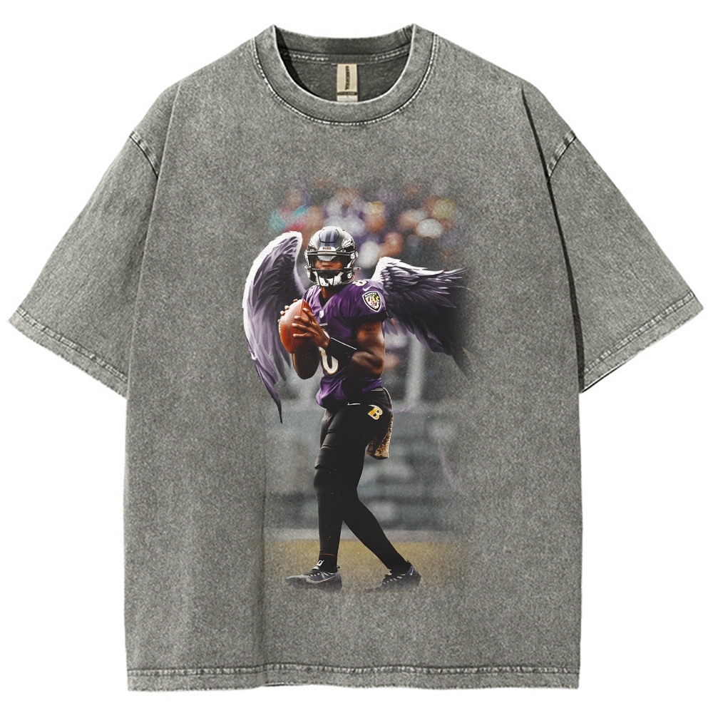 Unisex Fit Washed T-Shirt|RAVENS Lamar Jackson