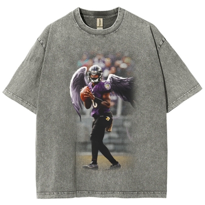 Unisex Fit Washed T-Shirt|RAVENS Lamar Jackson