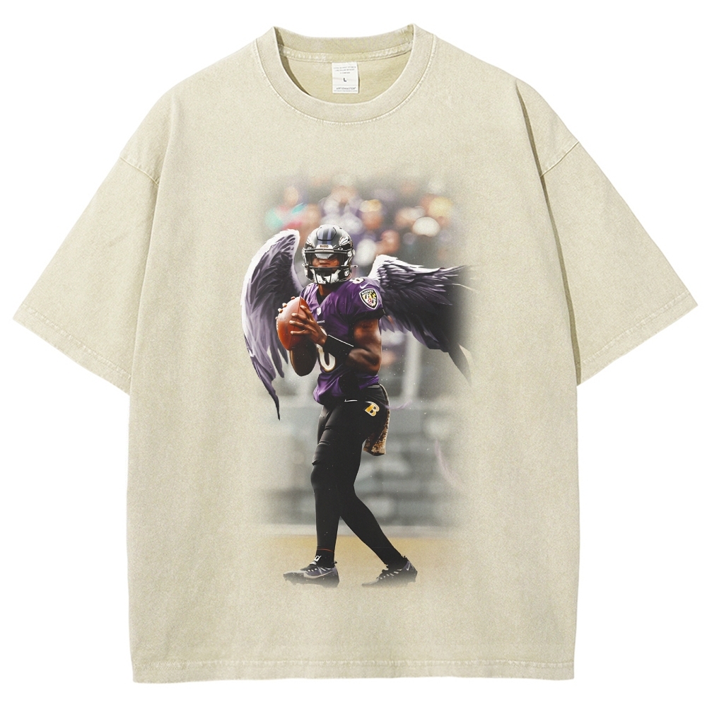 Unisex Fit Washed T-Shirt|RAVENS Lamar Jackson