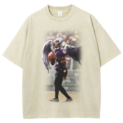 Unisex Fit Washed T-Shirt|RAVENS Lamar Jackson