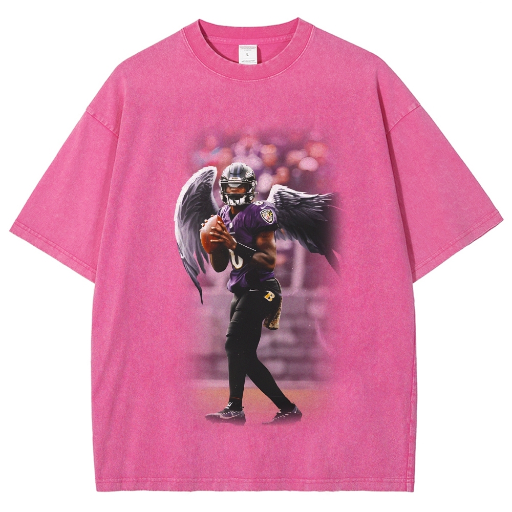 Unisex Fit Washed T-Shirt|RAVENS Lamar Jackson