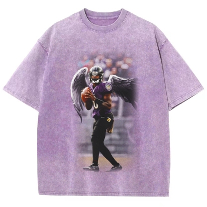 Unisex Fit Washed T-Shirt|RAVENS Lamar Jackson