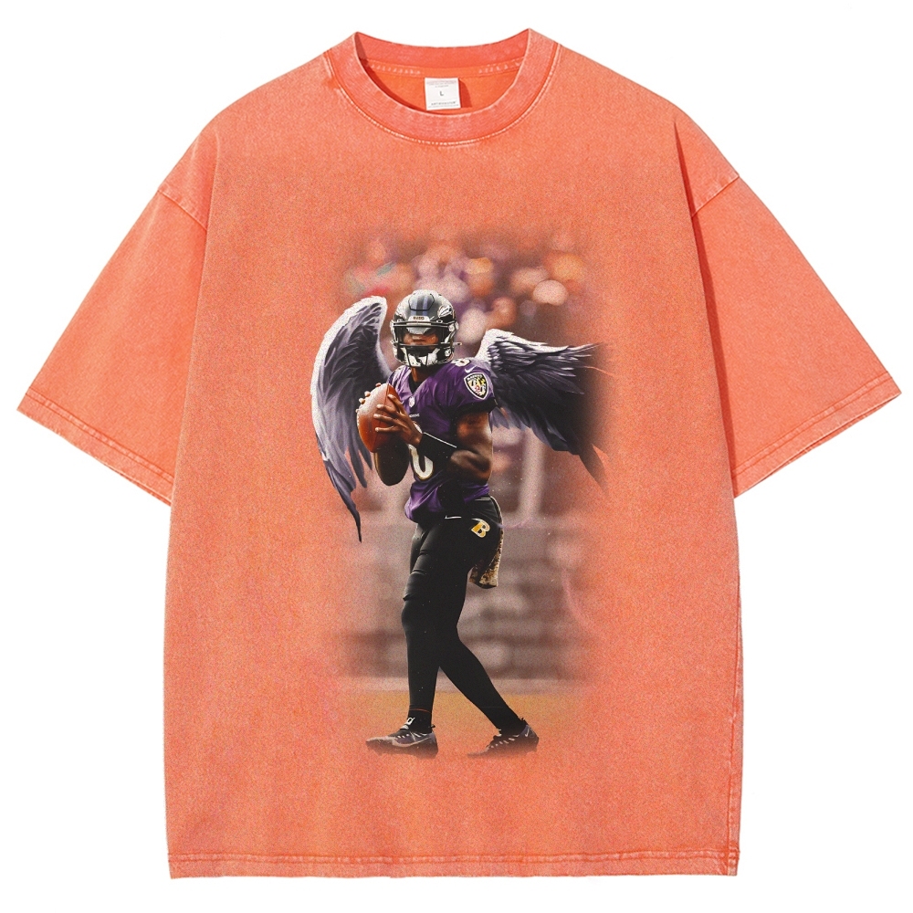 Unisex Fit Washed T-Shirt|RAVENS Lamar Jackson