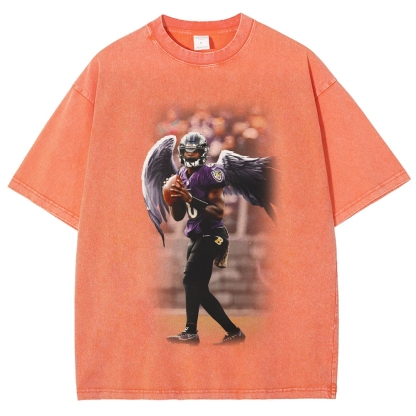 Unisex Fit Washed T-Shirt|RAVENS Lamar Jackson
