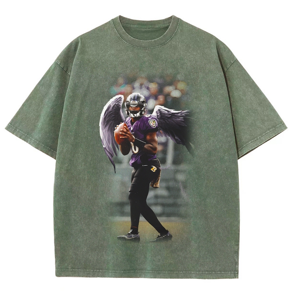 Unisex Fit Washed T-Shirt|RAVENS Lamar Jackson