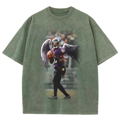 Unisex Fit Washed T-Shirt|RAVENS Lamar Jackson